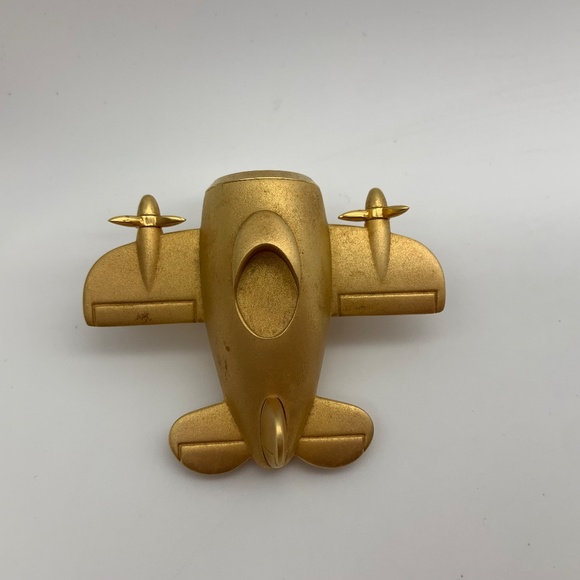 RARE Vintage Japan Movement Linden Airplane Gold Tone Small Desk Clock - Picture 5 of 11